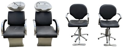 Lot 45 - A pair of modern contemporary black leather...