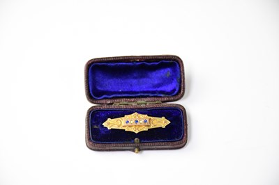 Lot 1128 - A Victorian 9ct gold mourning brooch set with...