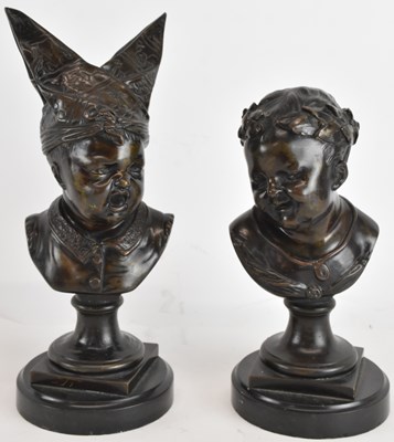 Lot 732 - A pair of 19th century Dutch bronze busts...