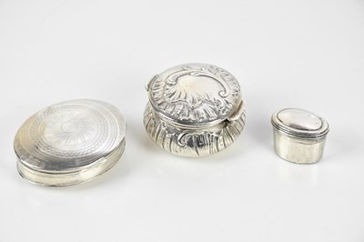 Lot 1192 - A French silver snuff box of oval form, with...