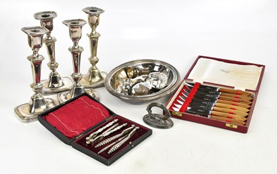 Lot 1025 - A collection of assorted silver plate,...