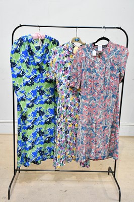 Lot 734 - CRESTA; a 1940s original blue and green floral...