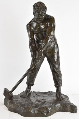 Lot 728 - VICTOR DEMANET; a large bronze figure,...