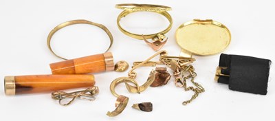 Lot 1201 - A group of yellow metal including pocket watch...