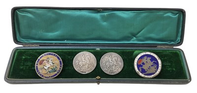 Lot 1751 - Two George III crowns, converted to brooches...