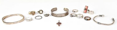Lot 943 - A group of silver jewellery, mainly rings...