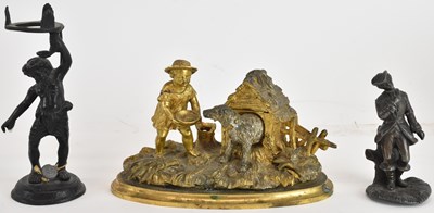 Lot 751 - A novelty gilt metal inkwell modelled as a dog...