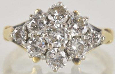 Lot 1159 - An 18ct yellow gold diamond lozenge shaped...