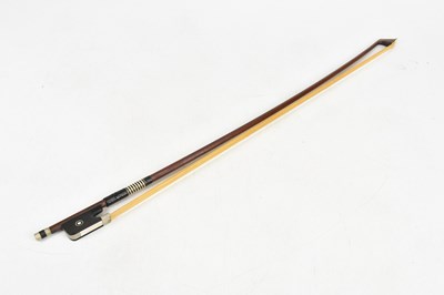 Lot 1056 - FRANZ MEIER; a nickel mounted cello bow,...