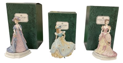 Lot 641 - COALPORT; three boxed  ceramic figures...