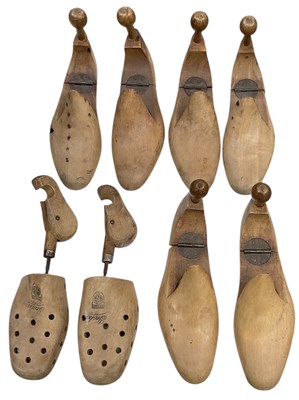 Lot 357 - Four pairs of vintage wooden shoe lasts.