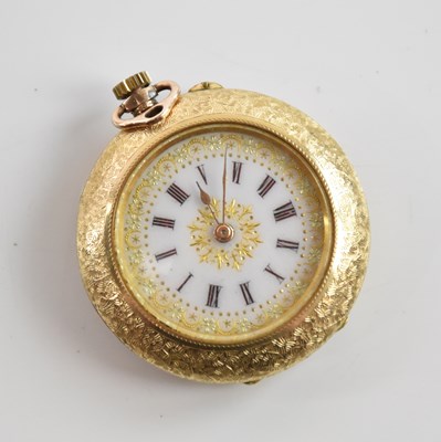 Lot 512 - A 14ct yellow gold floral enamel decorated...