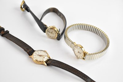 Lot 587 - Three lady's vintage 9ct yellow gold...