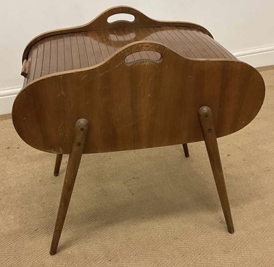 Lot 721 - A mid 20th century tambour top wooden sewing...