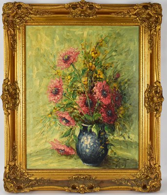 Lot 610 - TAUST; a 20th century oil on canvas, still...
