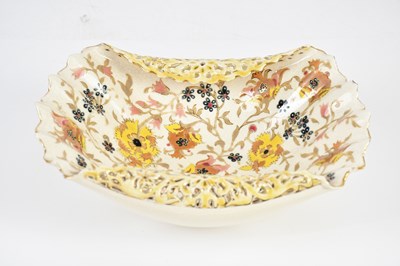 Lot 1723 - ZSOLNAY PECS; a footed bowl with rolled...