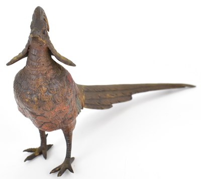 Lot 490 - A 19th century cold painted bronze figure of a...