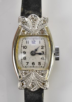 Lot 588 - A lady's Art Deco 18ct white gold and diamond...