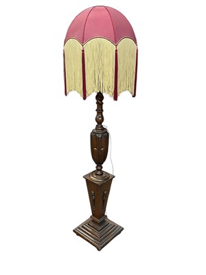Lot 2418 - A good early 20th century oak standard lamp,...