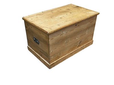 Lot 2064 - An old pine rectangular blanket box, on plinth...