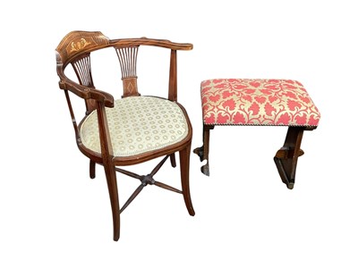 Lot 2183 - An Edwardian inlaid mahogany corner chair and...