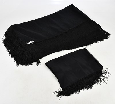 Lot 701 - YVES SAINT LAURENT; a black striped long silk...