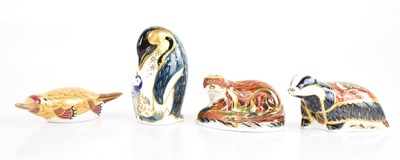 Lot 1547 - ROYAL CROWN DERBY; four animal and bird form...