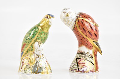 Lot 1550 - ROYAL CROWN DERBY; two bird form paperweights...