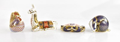 Lot 1552 - ROYAL CROWN DERBY; four animal form...
