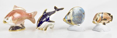Lot 1554 - ROYAL CROWN DERBY; three fish animal form...