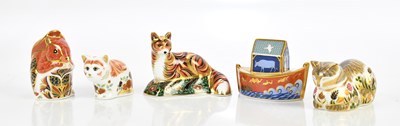 Lot 1578 - ROYAL CROWN DERBY; five animal form...