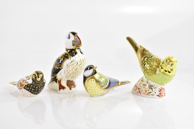 Lot 1537 - ROYAL CROWN DERBY; four bird form paperweights,...