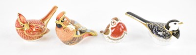 Lot 1538 - ROYAL CROWN DERBY; four bird form paperweights,...