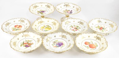 Lot 1669 - MINTON; a hand painted nine piece dessert...