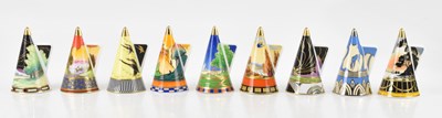 Lot 1639 - ROYAL WORCESTER; a set of nine candle snuffers...