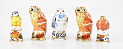 Lot 1608 - ROYAL WORCESTER; five candle snuffers,...
