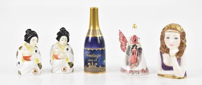 Lot 1638 - ROYAL WORCESTER; five candle snuffers,...