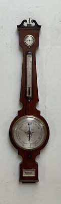 Lot 2394 - F DARTON & CO; a Victorian carved oak aneroid...