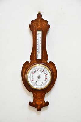 Lot 2237 - An Edwardian inlaid walnut aneroid wheel...