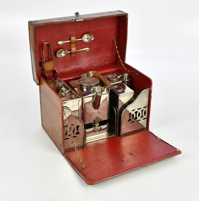 Lot 2304 - A leather cased picnic set, the leather case...