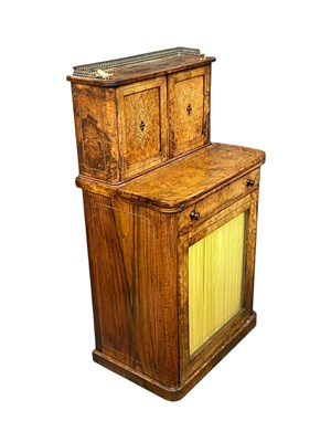 Lot 2212 - A Victorian inlaid walnut writing cabinet,...