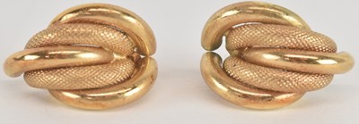 Lot 1499 - A pair of 9ct yellow gold earrings, combined...