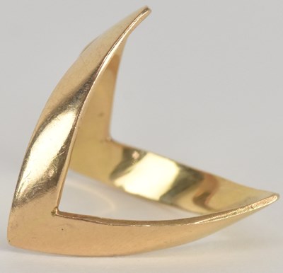 Lot 1360 - A yellow metal wishbone ring, size P, approx 4....