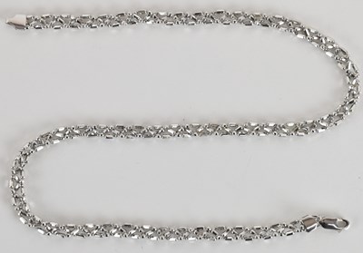 Lot 1399 - A 9ct white gold necklace, length approx 40cm,...