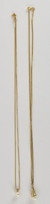 Lot 1463 - A 9ct yellow gold cultured pearl set drop...