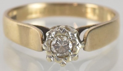 Lot 1336 - A 9ct gold diamond solitaire ring, stated...