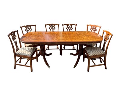 Lot 2102 - A reproduction burr walnut veneered twin...