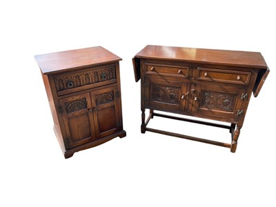 Lot 2111 - REPRODUX; a Priory style oak side table with...