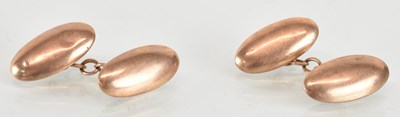 Lot 1530 - A pair of 9ct yellow gold oval cufflinks,...