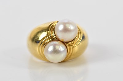 Lot 72 - An 18ct yellow gold and cultured pearl two...